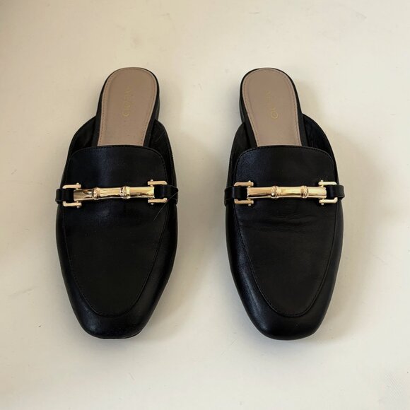 Aldo Shoes - Aldo Black Leather Boski Bit Loafer Mule - Size 7.5